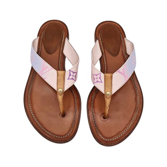Louis Vuitton LV Sunny Flat Thong Sandal Flip Flop Pink Purple Size 38 US 8 - Picture 3 of 12